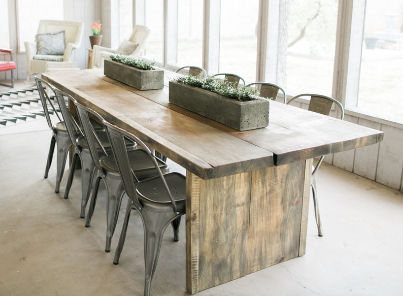 The BOSS Reclaimed/Aged Silver Pine Wood Dining Table, farmhouse table, aged wood table, reclaimed wood imagem 1