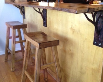 Heavy Duty Metal Tree Branch Mounting/Support Brackets for Bars, Mantels, and Shelves