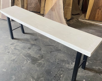 Solid Whitewash Oak Modern Contemporary Bench