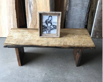 Bench/Coffee Table- The Wheat State- Rustic Live Edge Slab Table/Bench