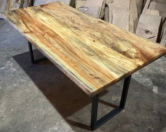 The Dali- Highly Spalted Hardwood Sycamore Dining Table with Metal Legs