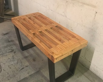 Wooden Contemporary Bench with Metal Legs/ "The Haas Style"