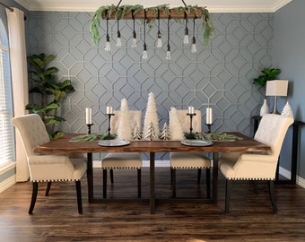 The Black Walnut Elegance Table - mesa de losa de borde vivo con base de pedestal
