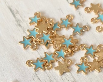 Star Charms - Turchese Oro Rosa o Bianco Smalto Small Star 0,7 cm Charms Charm Perline, Gioielleria, Bracciali Fai da te Orecchini Pendenti