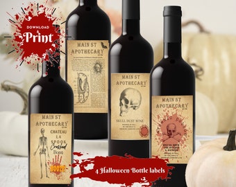 Halloween Party Labels Printables, Digital Downloads Wine Labels, Bottle Labels, Halloween Party, Halloween Ghost