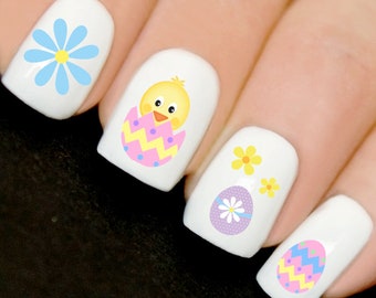 Easter Nail Art Easter Egg Nails  Eggs Chicks in Egg Nails Art 3D Decal Wraps Stickers Spring Decals V21