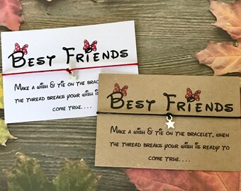 Best Friends Disney Font Wish String Bracelet Birthday card Friendship Gift Party Y60