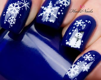 Christmas Nails 8 Styles Christmas Snow Nails Wraps Water Transfers Decal Nail Art Snow Snowflakes Snowman Star