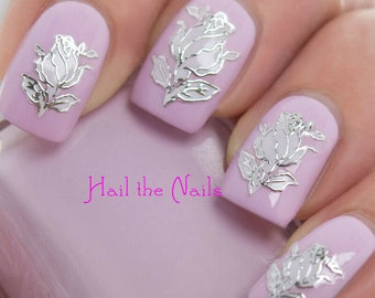 Lily White Nail Art - Nails Stickers Wraps - White Flower Nails - Salon Quality YTJ003  Nails