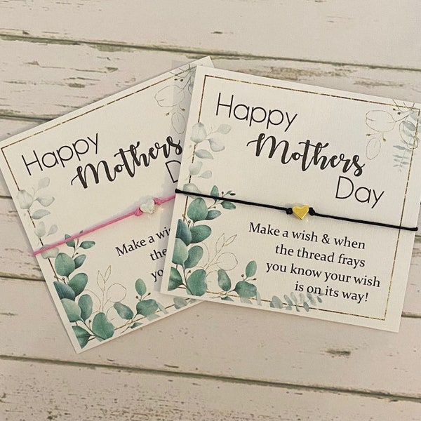 Mothers Day Wish String Bracelet - Thank You Cards -  Mothers Day Card - Mothers Day Bracelet - Love Bracelet