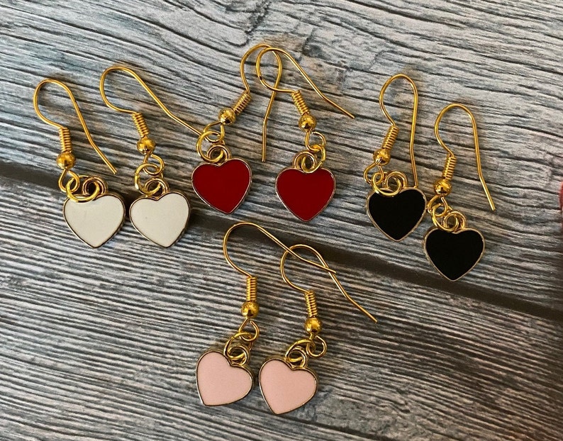 Happy Galentines Card Gold Heart Red Pink Black With Enamel Valentines Gold Heart Charms Valentines KRAFT image 8