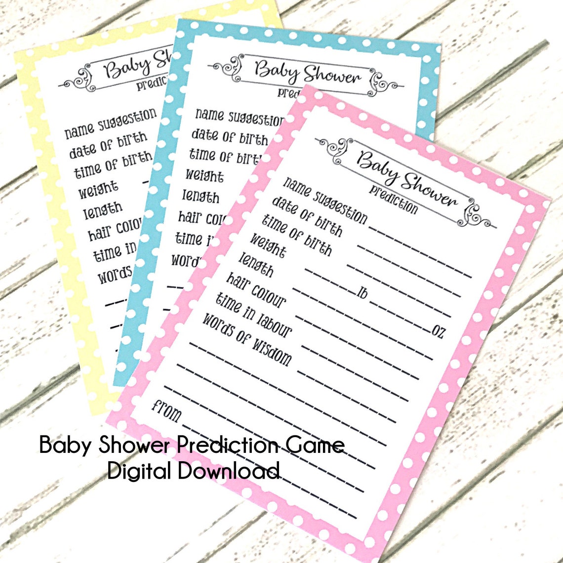 Printable Download Baby Shower Prediction Game Guess the | Etsy