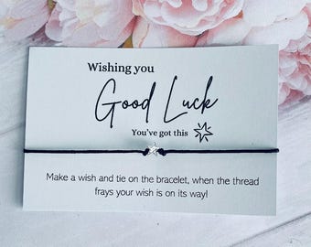 Biglietto di auguri portafortuna in grandi quantità con braccialetto dei desideri a forma di stella – Regalo per insegnanti, studenti, esami