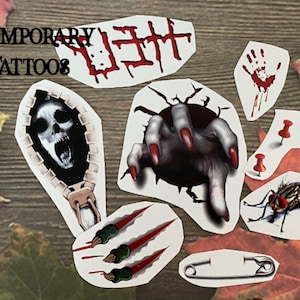 Set Halloween Skull Help Creepy Monsters Temporary Tattoo Halloween Party Bags TT020 Tattoos