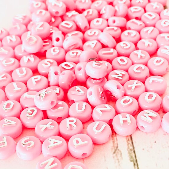 50 x 12mm Heart White Acrylic Alphabet Beads Mixed letters Your Choice A Z x 10 