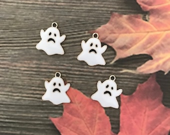 Halloween bianco smalto ghost Charms Gold Ghost per collana Bracciale Orecchini Ciondoli Gioielli Risultati