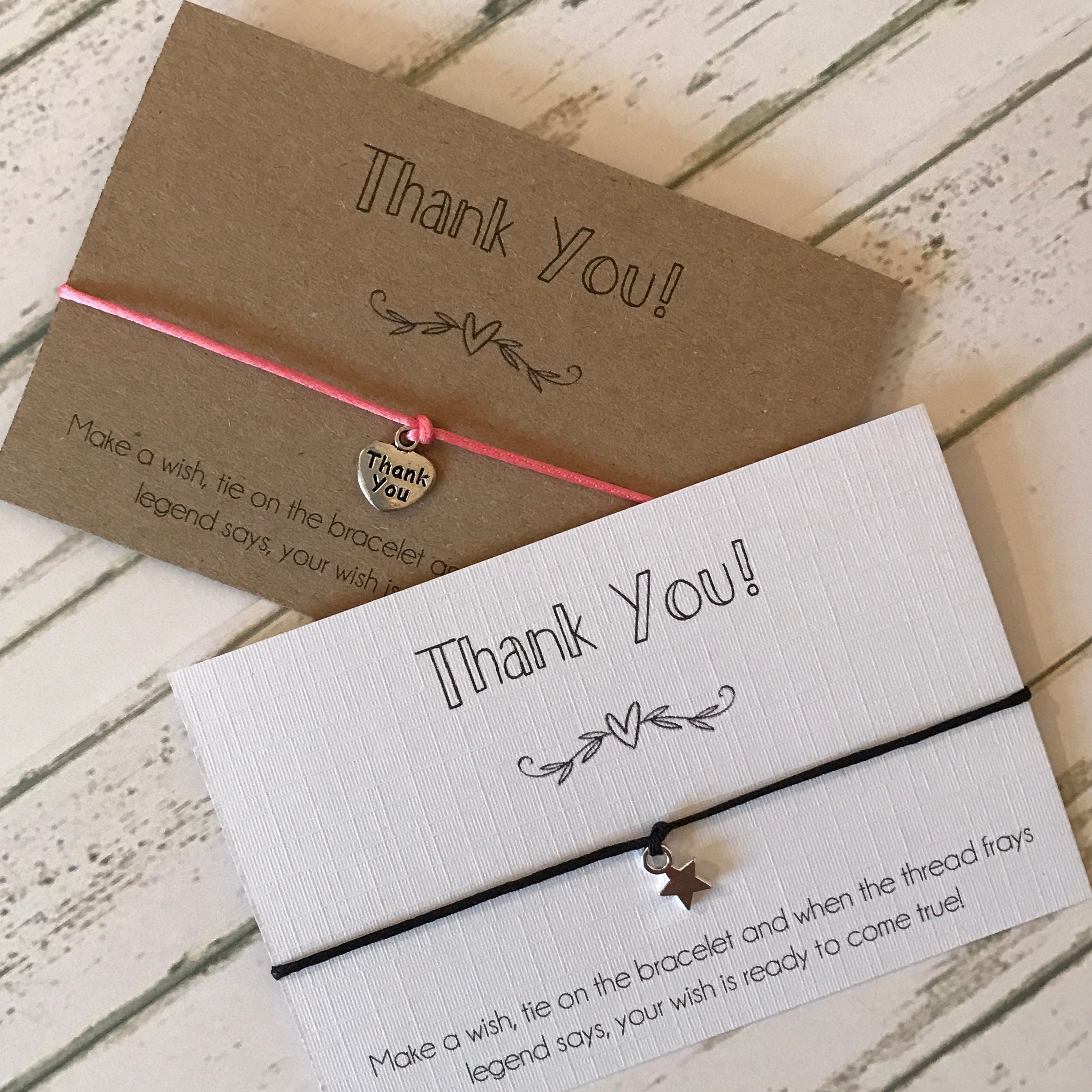 Pack 6 Wish String Bracelet Thank You Birthday Card Etsy