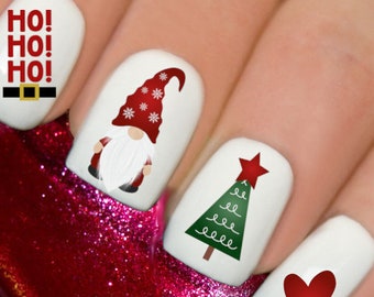 Christmas Nails Gonk Nails Santa Nails Water Stickers Transfers Decals Christmas Gnomes Star Trees Y167