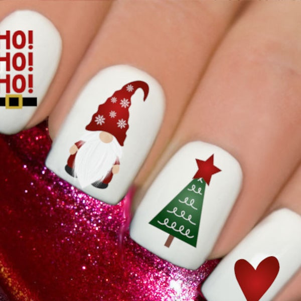 Christmas Nails Gonk Nails Santa Nails Water Stickers Transfers Decals Christmas Gnomes Star Trees Y167