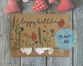 Biglietto di auguri di buon compleanno - Biglietto con fiori selvatici seminati - Biglietto con semi piantabili - Auguri di compleanno con fiori - Eco Bee Friendly
