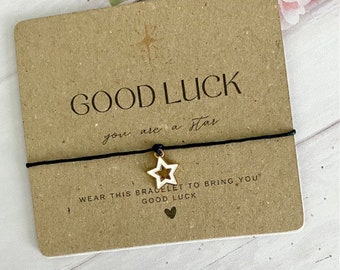 Good Luck Wish Card - Good Luck Bracelet - Good Luck with Exams - You Are A Star KRFT