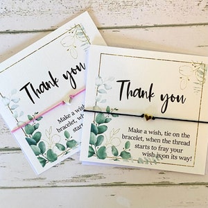 Thank You Wish Cards Wish Bracelet Thank You Cards Gifts Wedding Leaf Frame Birthday Favour Card A40WHT image 1