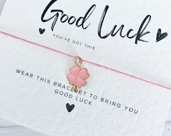 Good Luck Wish Card - Good Luck Bracelet - Good Luck with Exams - You've Got This Card WHT