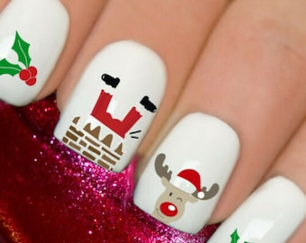 Christmas Nails - Santa Nail Stickers - Rudolf Nail Art -  Christmas Stickers - Santa Nail Decals - Rudolf Baubles YT2040