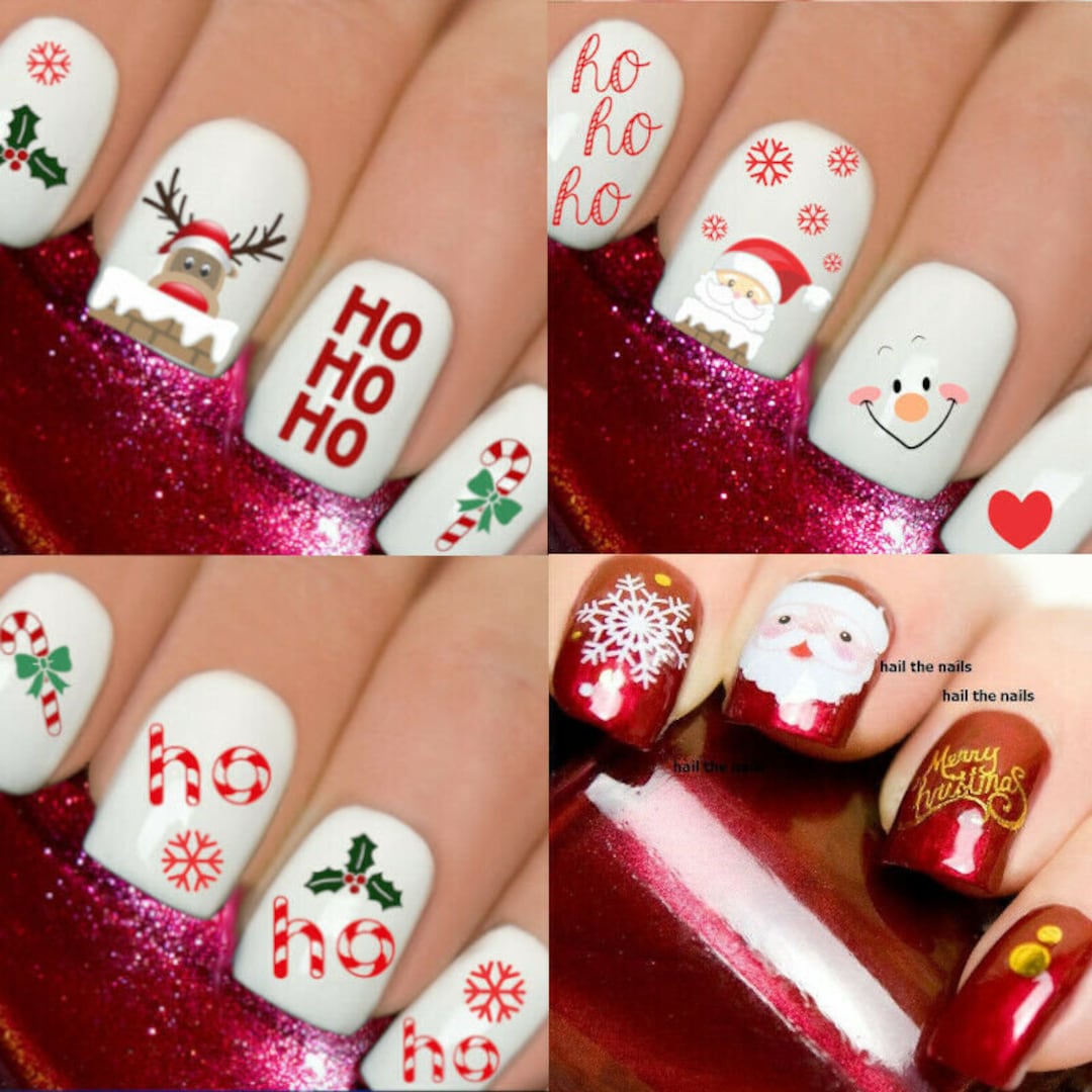 Christmas Nail Art Santa Nails Art Water Transfer Christmas Decal Wraps
