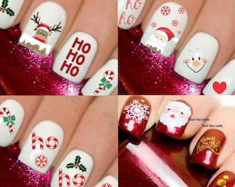 Christmas Nail Art Santa Nails Art Water Transfer Christmas Decal Wraps Santa Snow Elf Snowmen