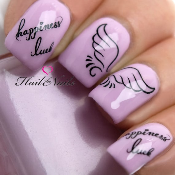 Nail Art Wraps Water Transfers Decals Luck Angel Wings Wish Salon Quality  Y202a