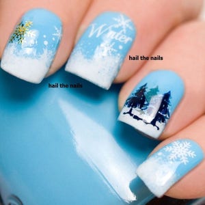 Christmas Nails Snowflake Nail Art Snow Decals Christmas Trees Snow
