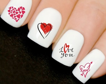 Valentine Nails  Heart Nail Nails Art 3D Decal Wraps Stickers Decals Love Hearts Letter YT595