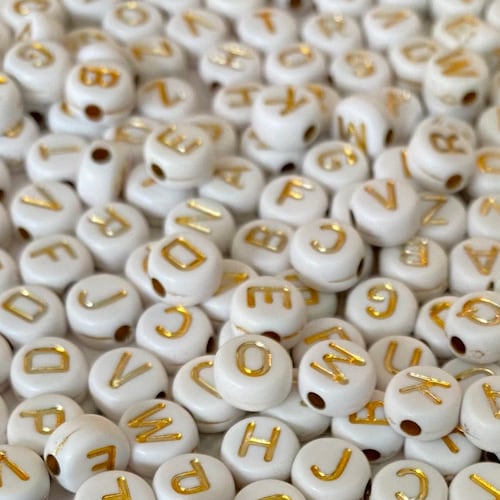 Alphabet Letter Beads 7mm Lettering Charms A-Z Letter Beads - Etsy