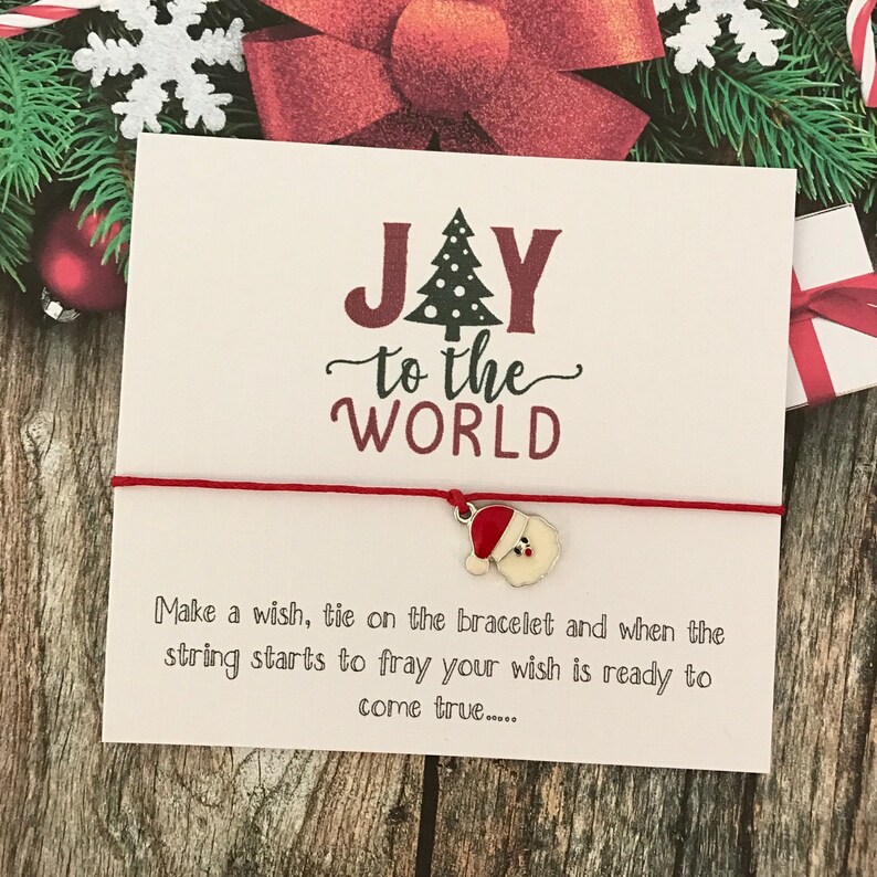 Set 6 Christmas Card Wish String Gift Vintage Wreath Choice of Charm Bracelet Y60 WHITE