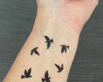 Black Temporary Tattoos Body Art Transfers Tatts Flash Skulls TT426 Swallows Flying Birds