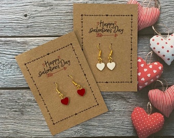 Happy Galentines Card Gold Heart Red Pink Black With Enamel Valentines Gold Heart Charms Valentines KRAFT