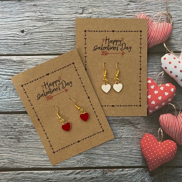 Happy Galentines Karte Gold Herz Rot Rosa Schwarz Schwarz mit Emaille Valentinstag Herz Charms Valentinstag KRAFT