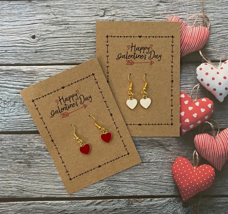 Happy Galentines Card Gold Heart Red Pink Black With Enamel Valentines Gold Heart Charms Valentines KRAFT image 1