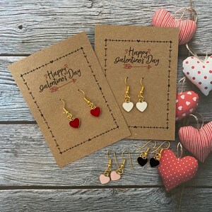 Happy Galentines Card Gold Heart Red Pink Black With Enamel Valentines Gold Heart Charms Valentines KRAFT image 6