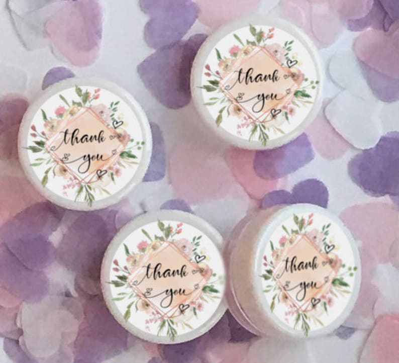 Thank you Rose Gold Frame Wreath Pink Lip Balm Gloss Wedding Favor Bachelorette Birthday Hen Party Favour