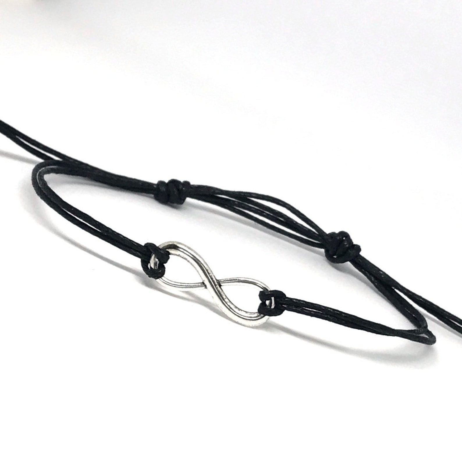 Wish String Bracelet Silver Infinity Adjustable Charm Etsy