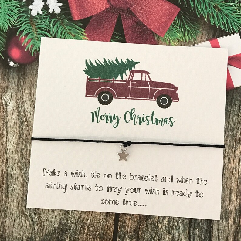 Set 6 Christmas Card Wish String Gift Vintage Wreath Choice of Charm Bracelet Y60 WHITE