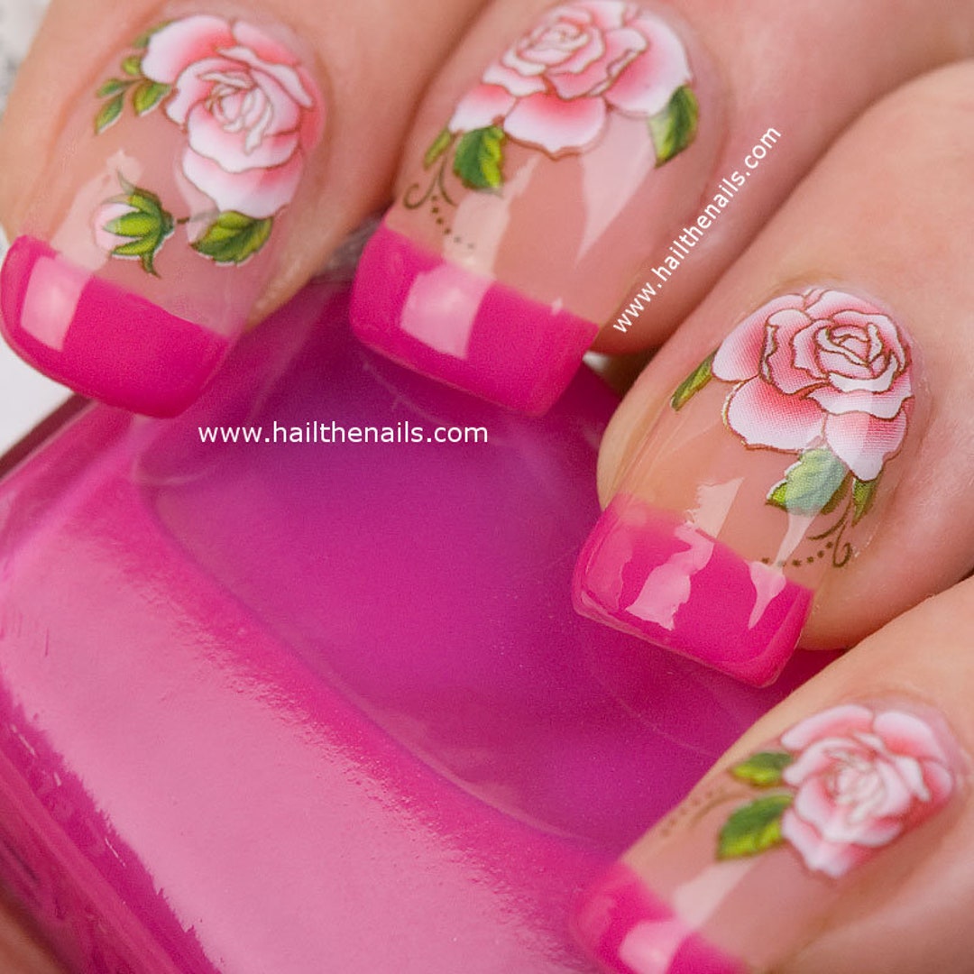 Red Rose Flower Summer Nails Nail Art Designs Water Transfer Stickers Wraps  Decal Y103 - Etsy