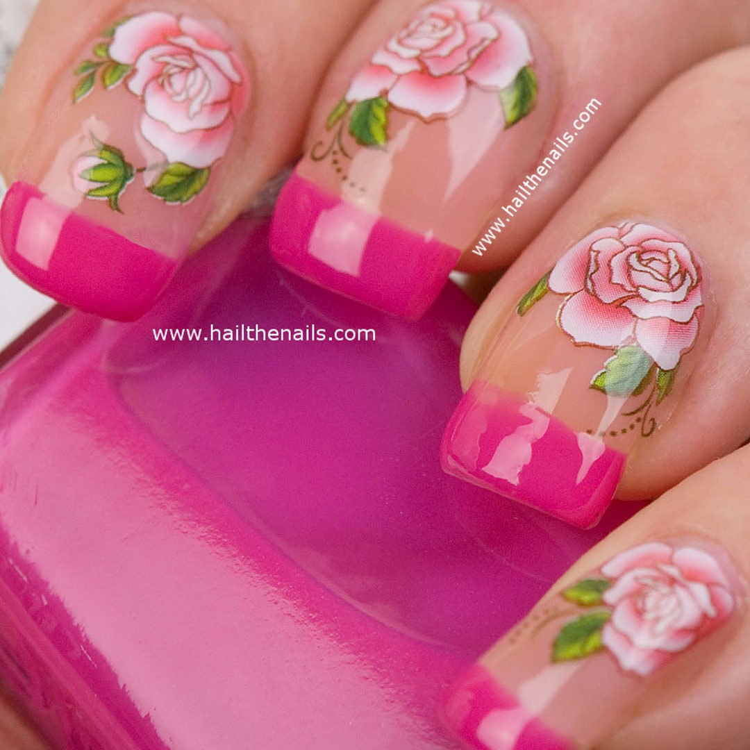 ROSE NAIL ART - Pretty Red Floral Nails For Spring & Summer - YouTube