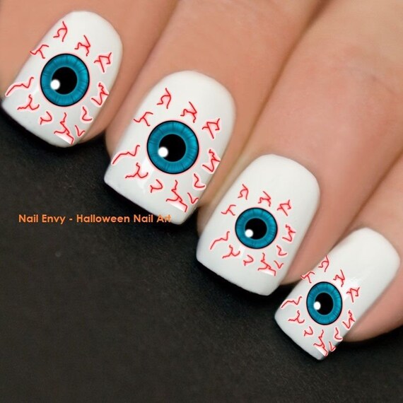Eye Balls Dripping Blood Spooky Halloween Nails Nail Art Water Etsy