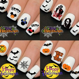 Halloween Nail Nails Art Water Transfer Decal Wraps Stickers Boo Scream Bats