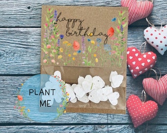Happy Birthday Card - Birthday Seed Card - Seeded Wildflower Card - Plantable Seed Card  - Eco Bee Friendly