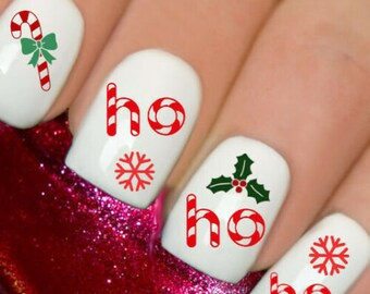 Christmas Santa Chimney Hohoho Nail Nails Art Water Transfer Etsy 日本