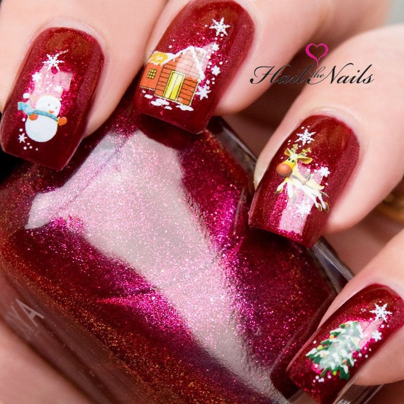 Christmas Nail Wraps Water Transfers Decal Nail Art Santa Etsy